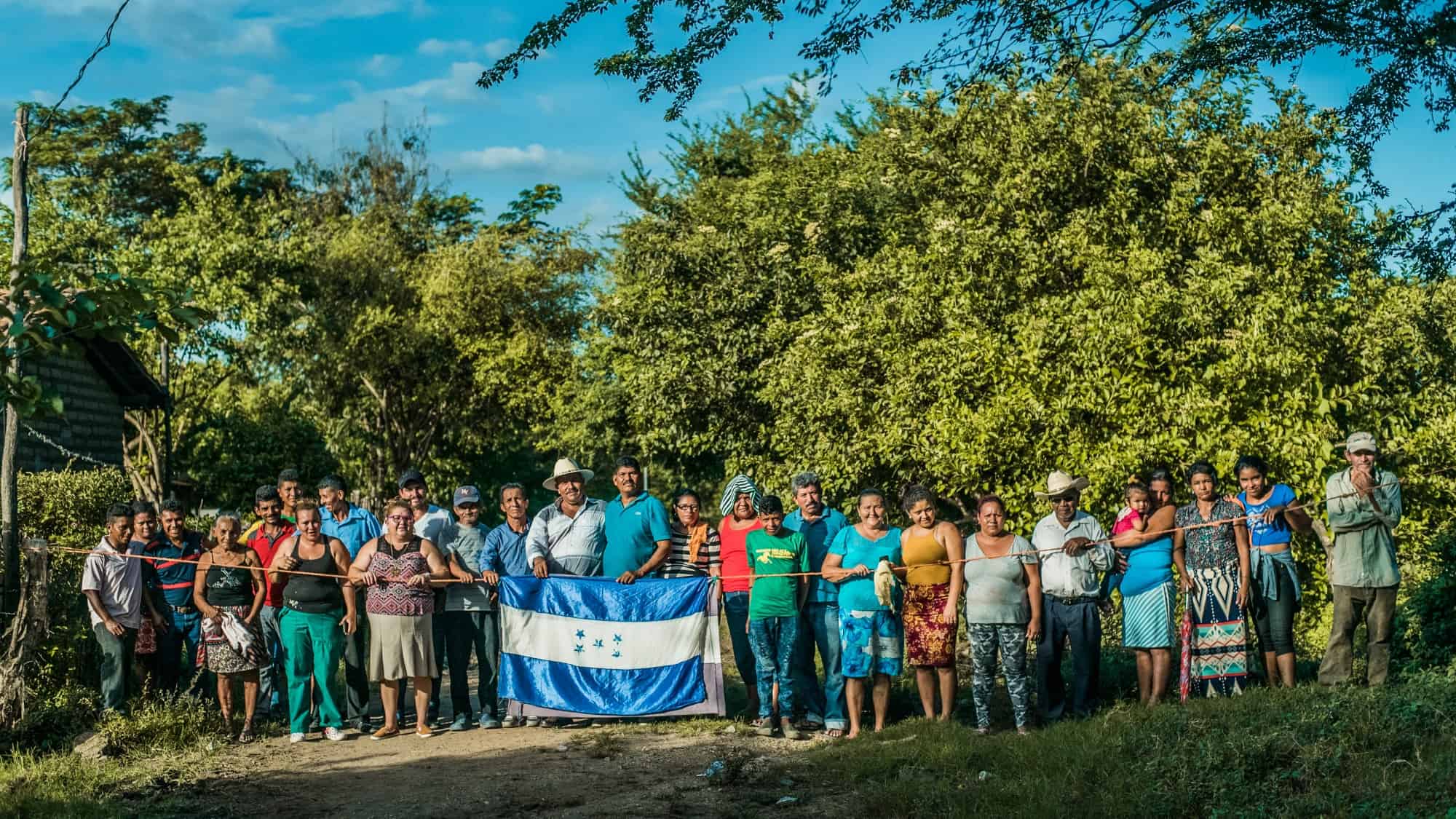 The MASSVIDA group, which supports indigenous communities, stand together in Southern Honduras