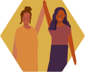 illustration of 2 women doing a high-five. Building civic power means transforming public opinion.