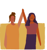 Illustration of two women's rights supporters high-fiving