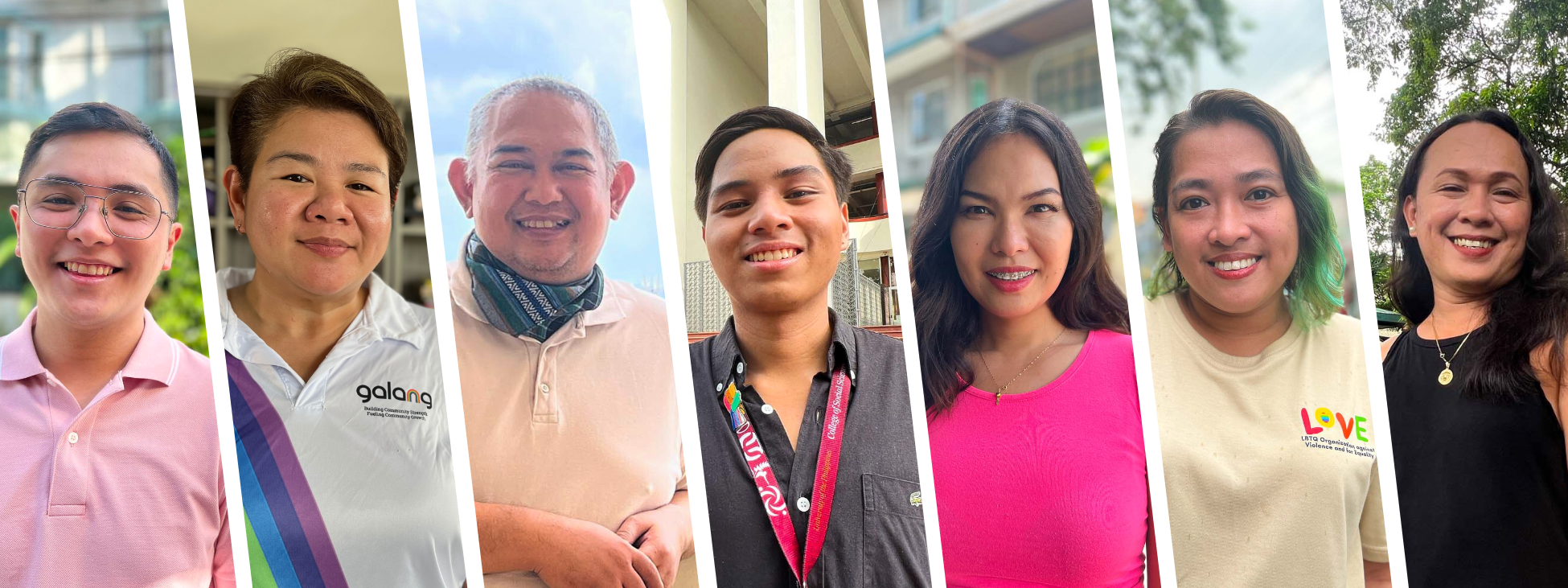 Images of seven LGBTQ+ Rights activists in the Philippines who are campaigning for LGBTQ equality